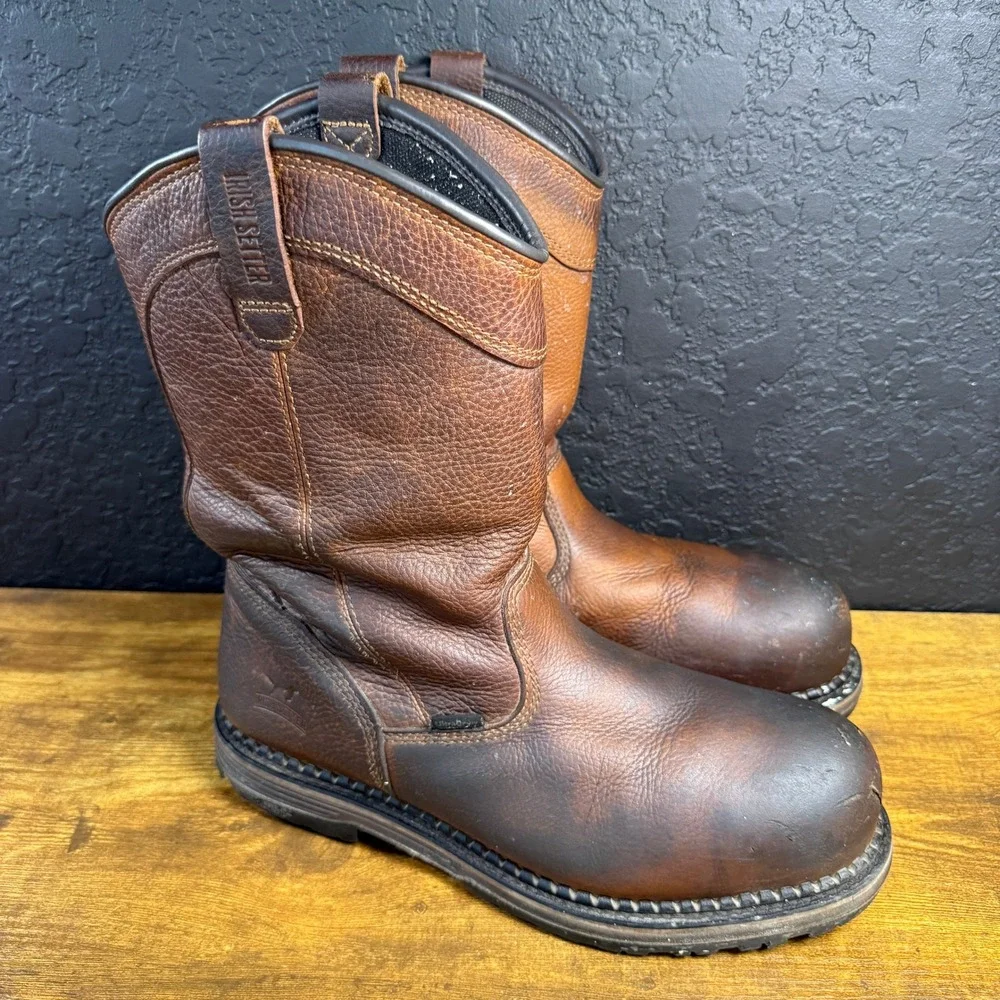 Irish Setter Marshall 83988 Brown Leather Steel Toe Work Boots Mens 11.5 EE